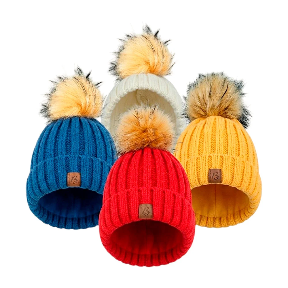 1pza Gorro tejido con logo letra b y pompón afelpado de puntas negras…