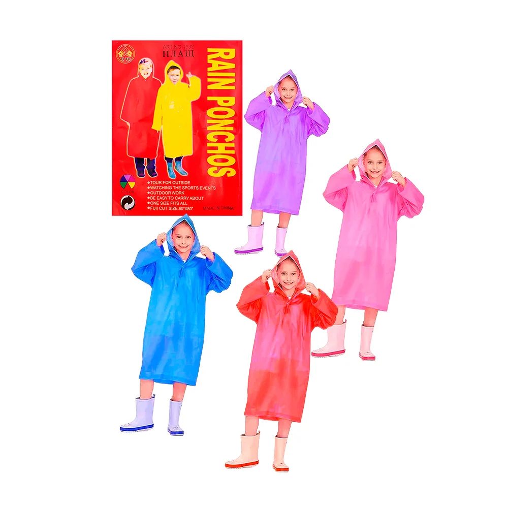 Impermeable infantil de plástico desechable tipo poncho, variedad de …
