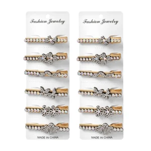 Paquete con 12 broches / pinza para el cabello metálicas con pedrería…