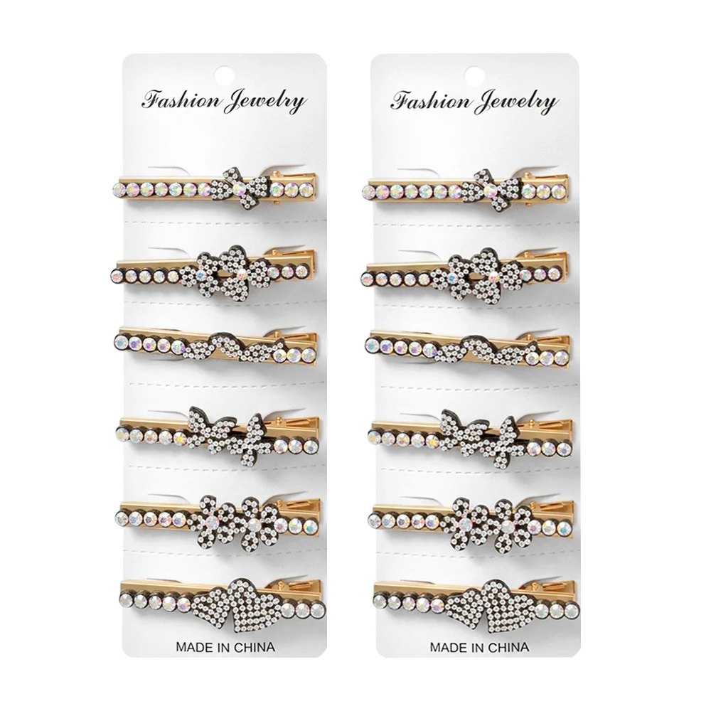Paquete con 12 broches / pinza para el cabello metálicas con pedrería…