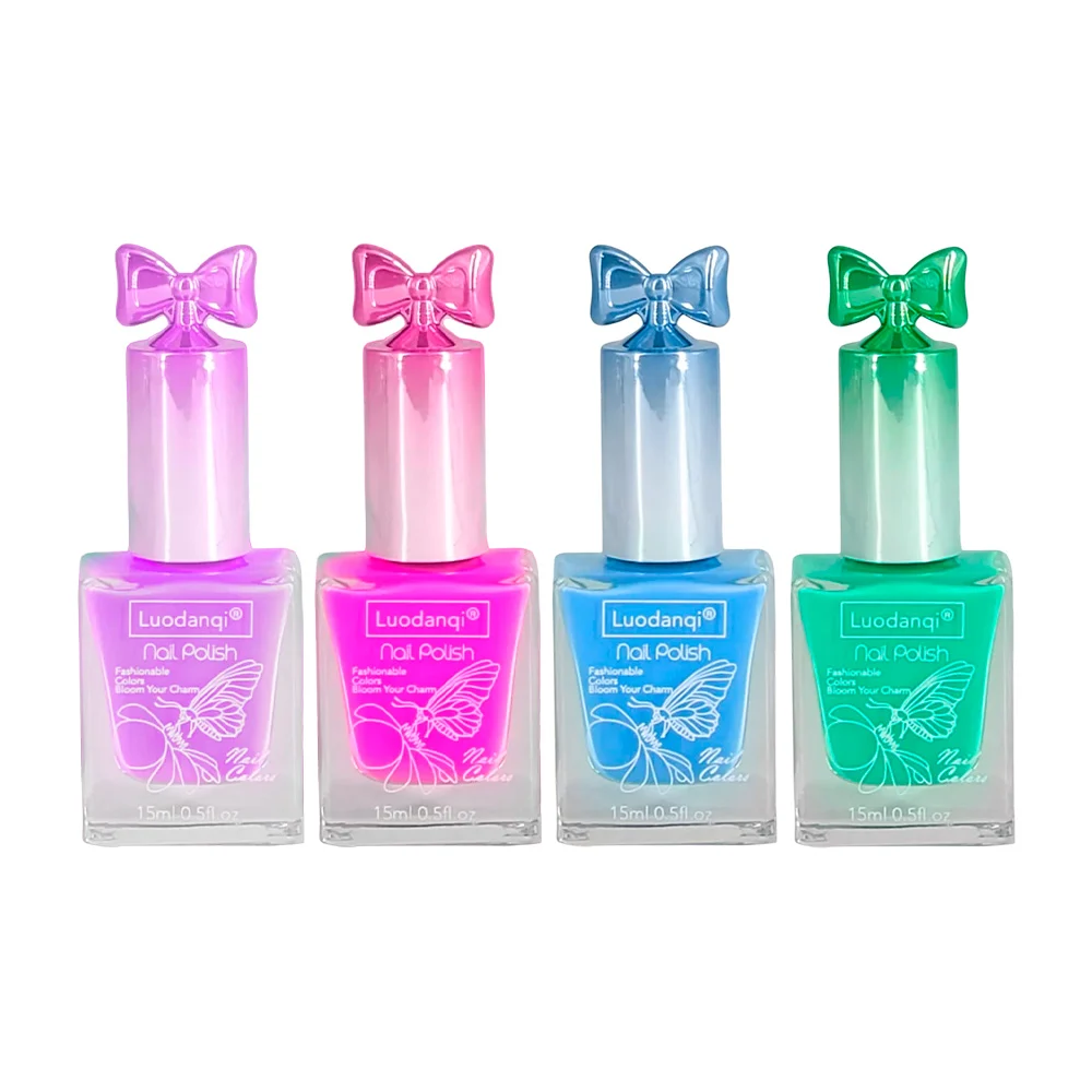 1pza Esmalte para uñas + tapa bicolor con moño, 15ml, variedad de col…