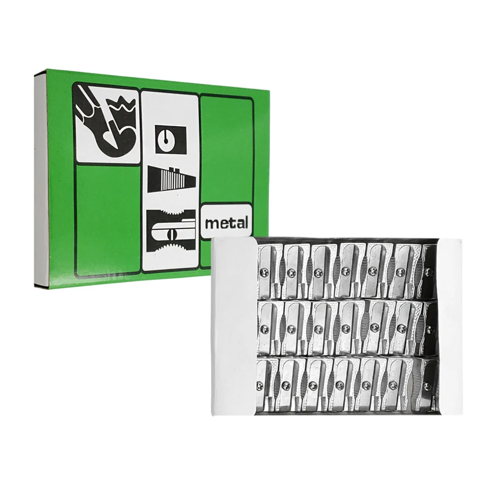 Caja con 24 sacapuntas metálicos de 2.5cm / metal