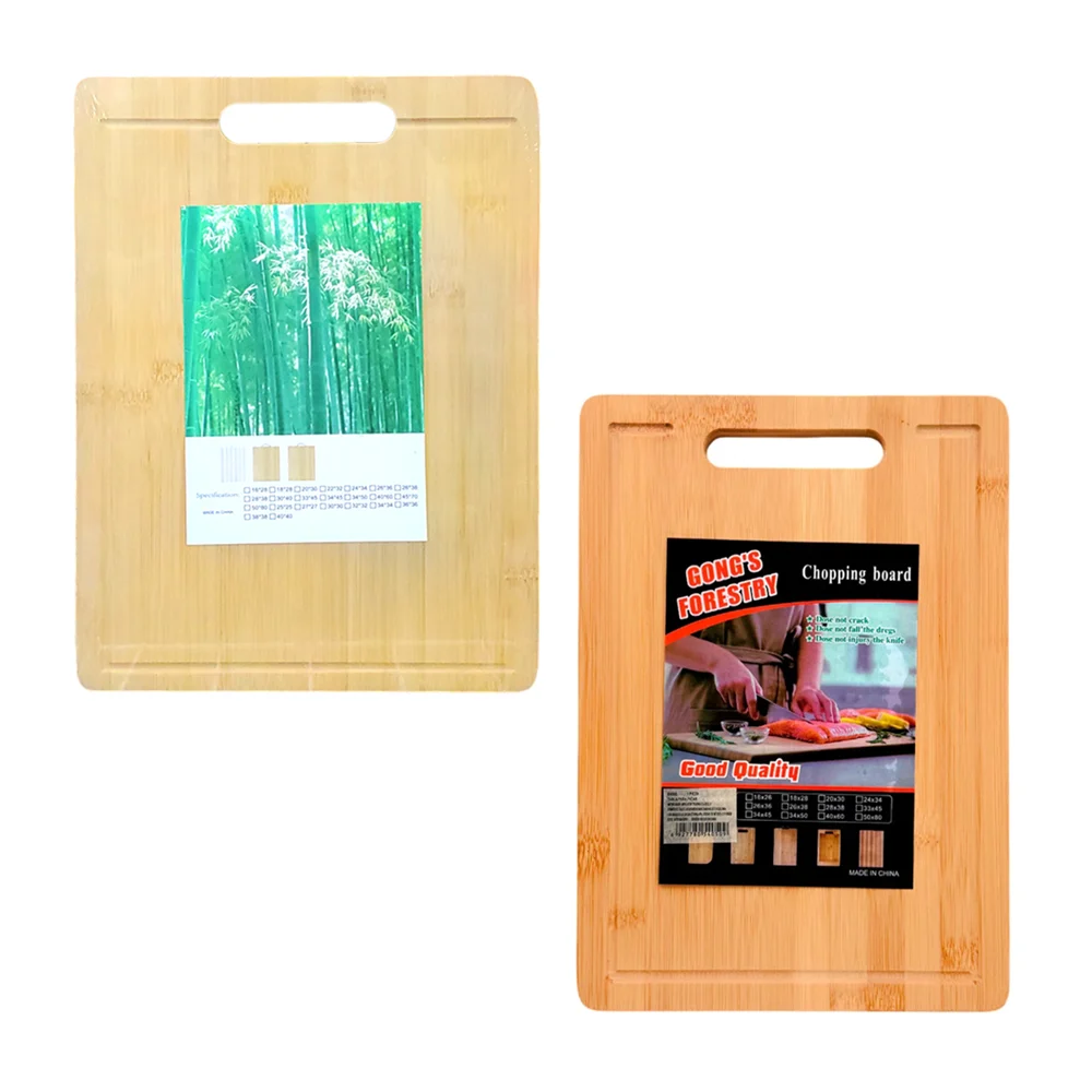 Tabla rectangular de bambú para cortar alimentos 34x24x1.8cm / E4050