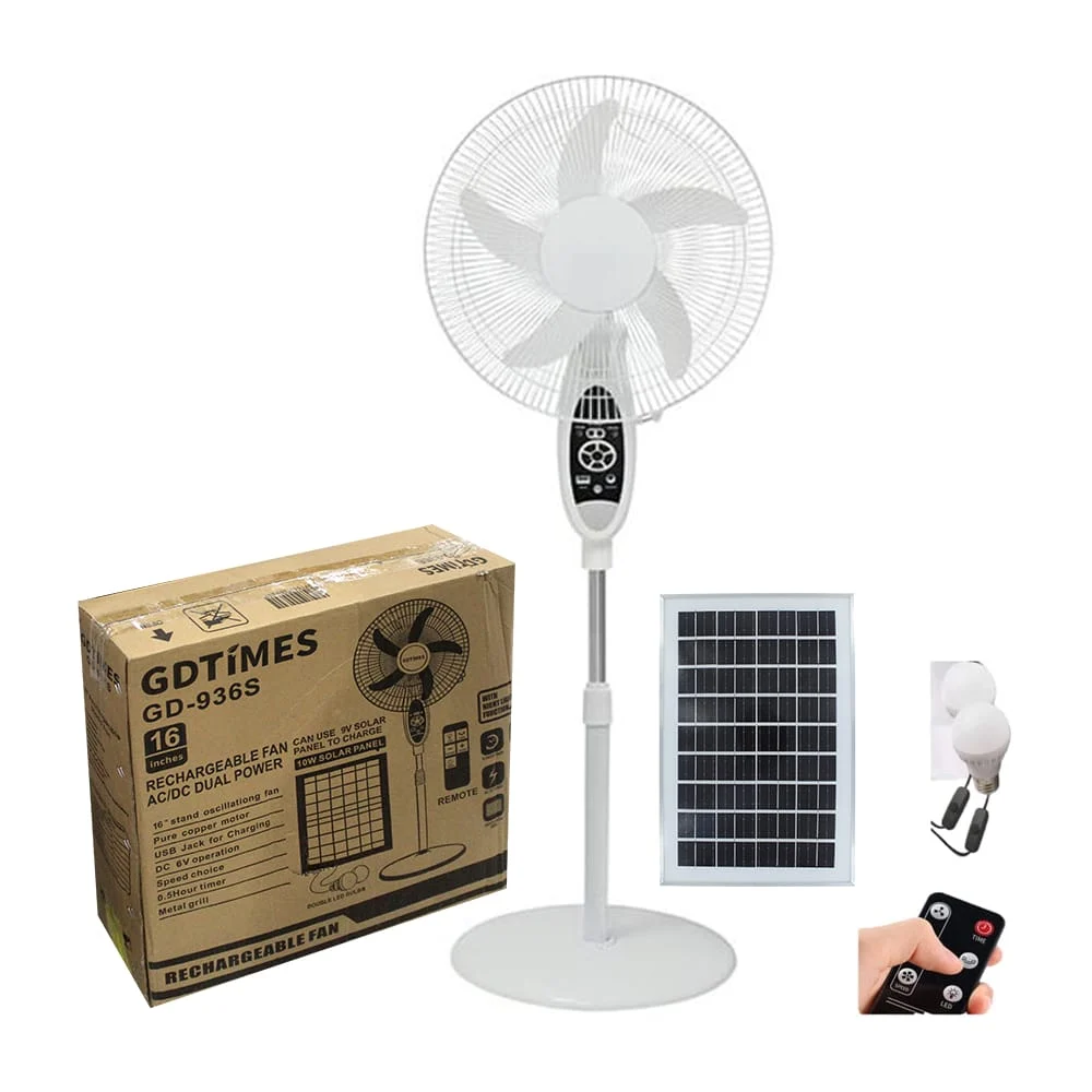 Ventilador de pedestal de 16 pulgadas, 575x130x545mm con panel solar …