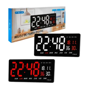 Reloj de pared digital con función de calendario, alarma y temperatur…