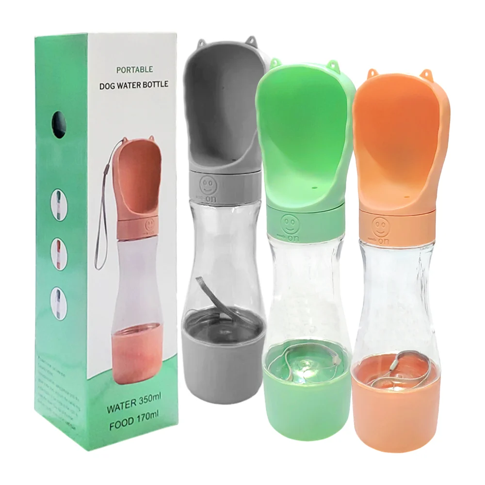 Botella para mascotas, con cuchara dispensadora y compartimiento de c…