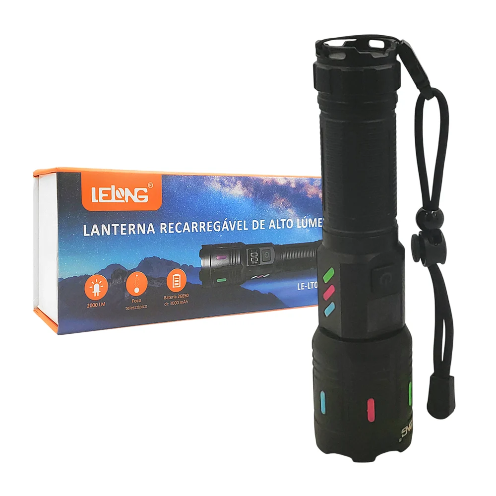 Linterna de mano con foco telescópico, distintos modos de luz + corre…