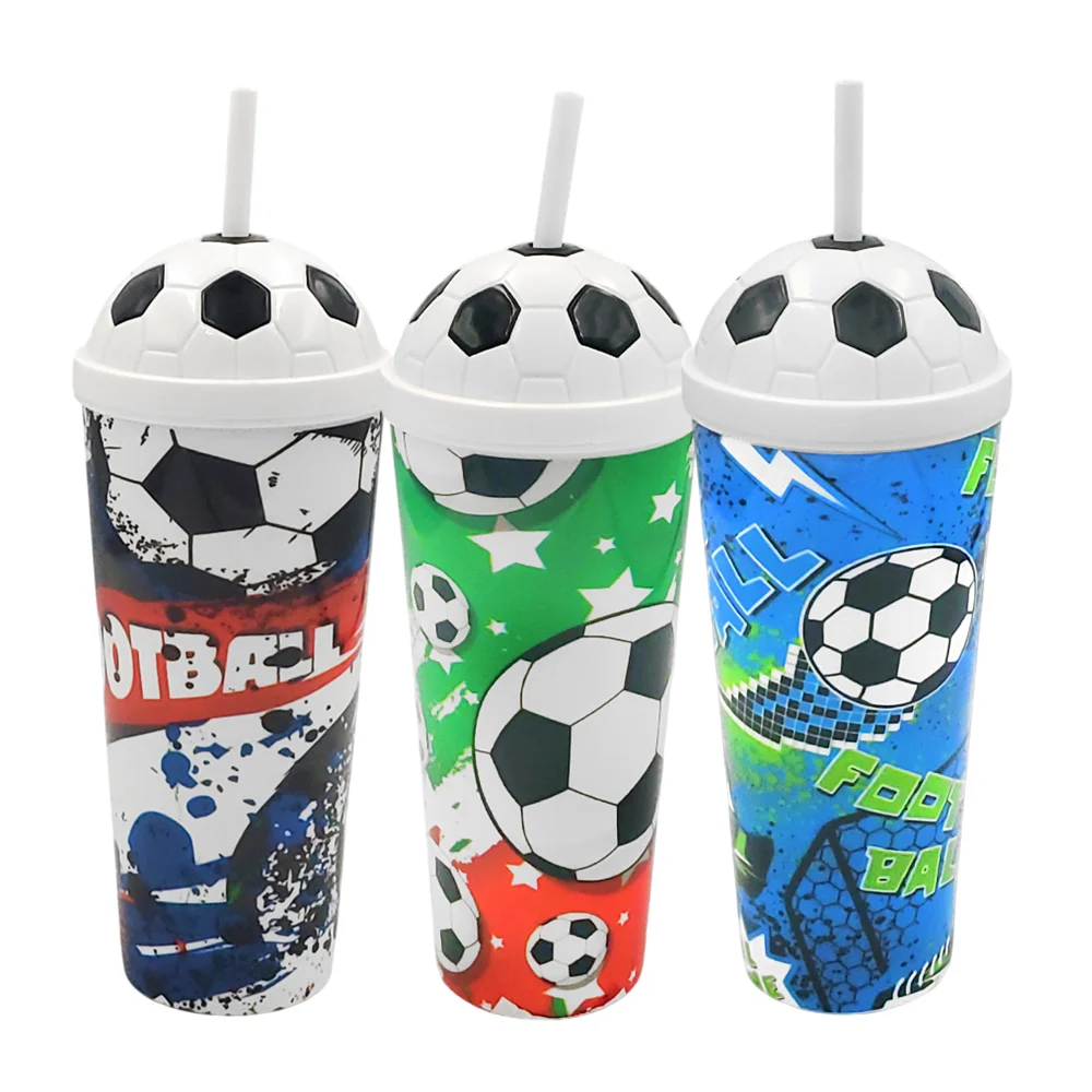 Vaso de plástico de 700ml y tapa diseño de balón + popote, variedad d…