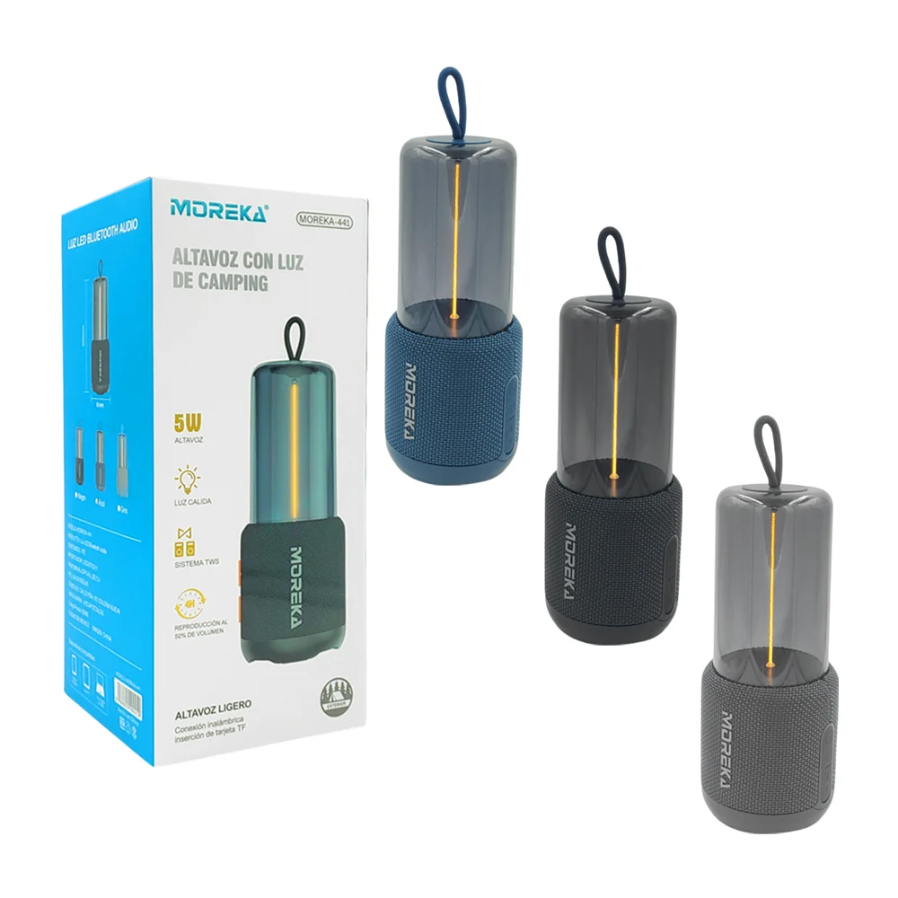 Bocina inalámbrica con luz cálida, diseño tipo cuerda, variedad de co…