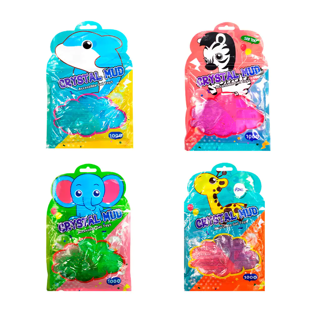 Bolsa resellable con 100g de slime suave con glitter, variedad de col…
