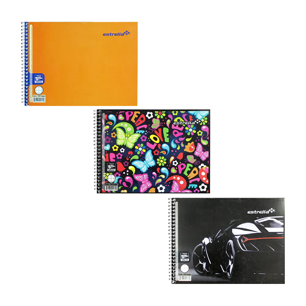 Cuaderno forma italiana estrella con espiral metálico y 100 hojas pap…
