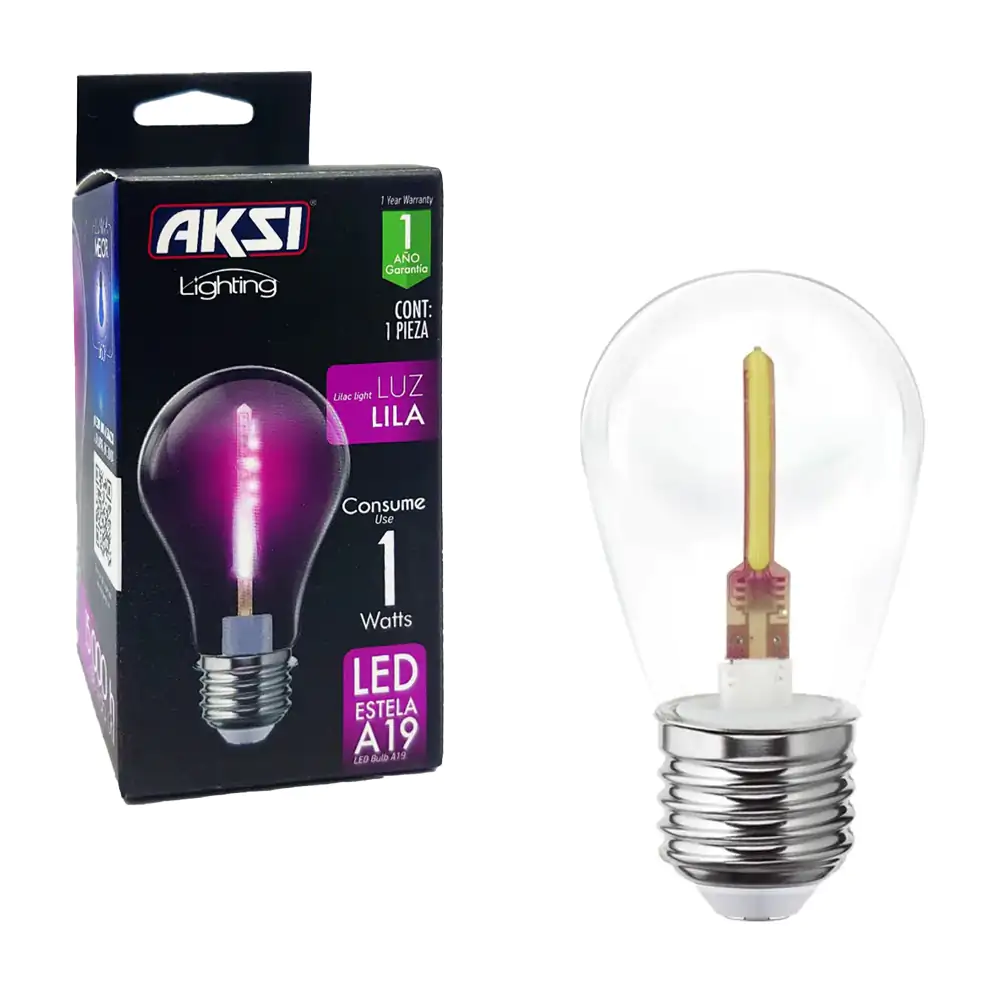Foco bombilla led estela a19 aksi de color lila, 1w / lighting / 1222…