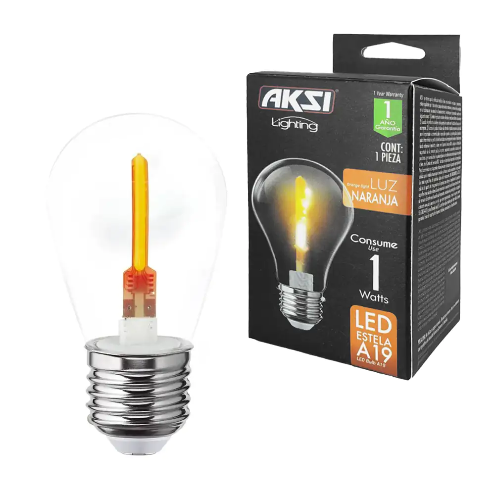 Foco bombilla led estela a19 aksi de color naranja, 1w / lighting / 1…
