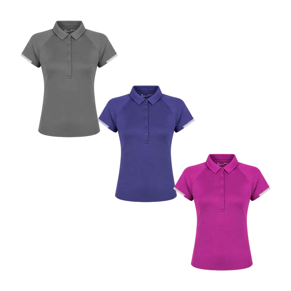 Playera tipo polo under armour para dama, manga corta con borde blanc…