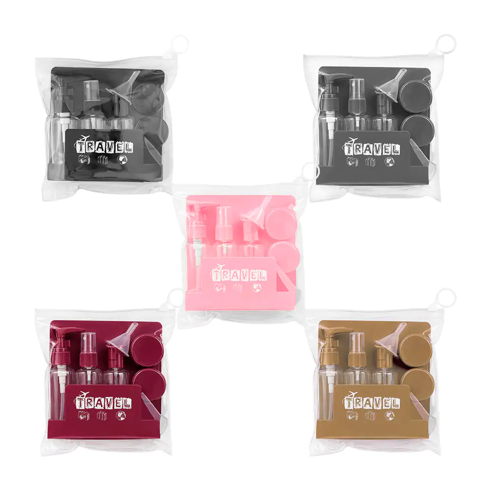 Set de viaje con 4 botellas dispensadoras, 2 contenedores redondos + …