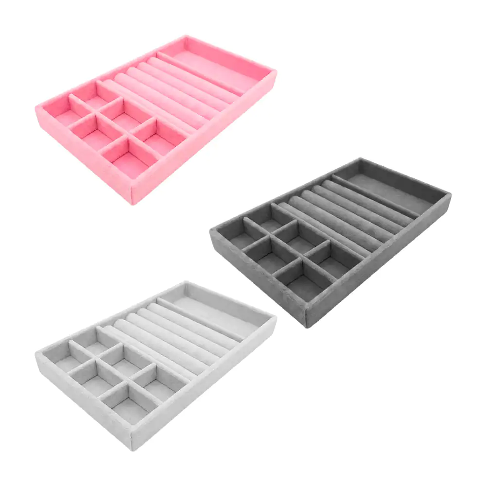 Organizador rectangular para joyería 21x12 cm, 13 espacios, variedad …