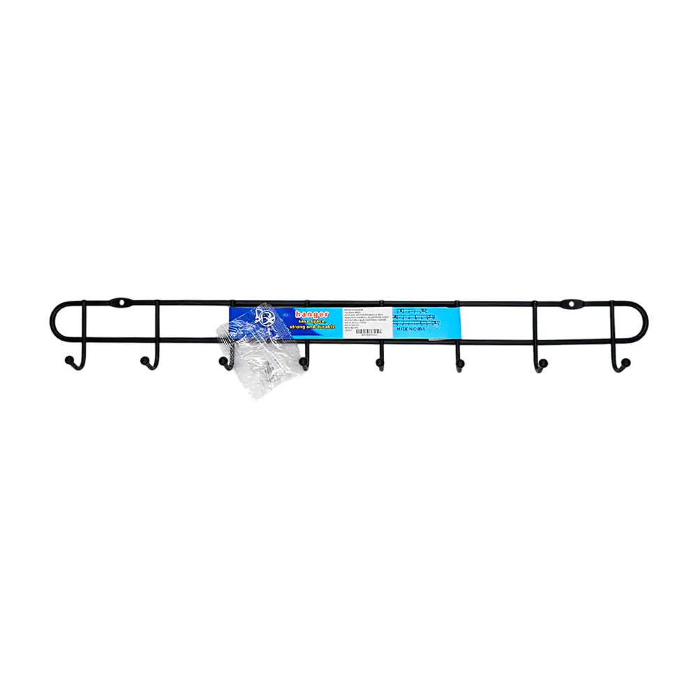Perchero metálico negro de 47cm con 8 ganchos para colgar / 1693916