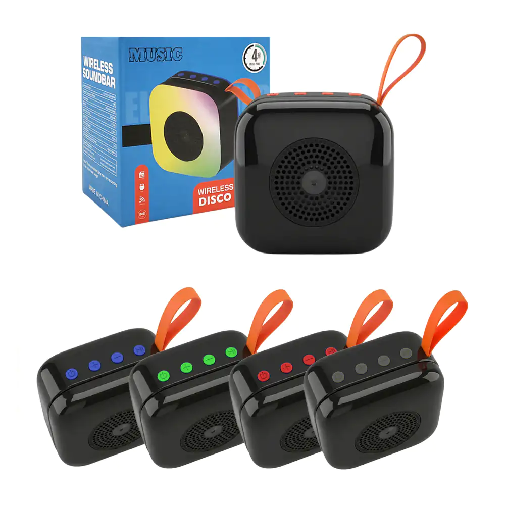 Bocina cuadrada portátil bluetooth con asa + luz rgb, variedad de col…