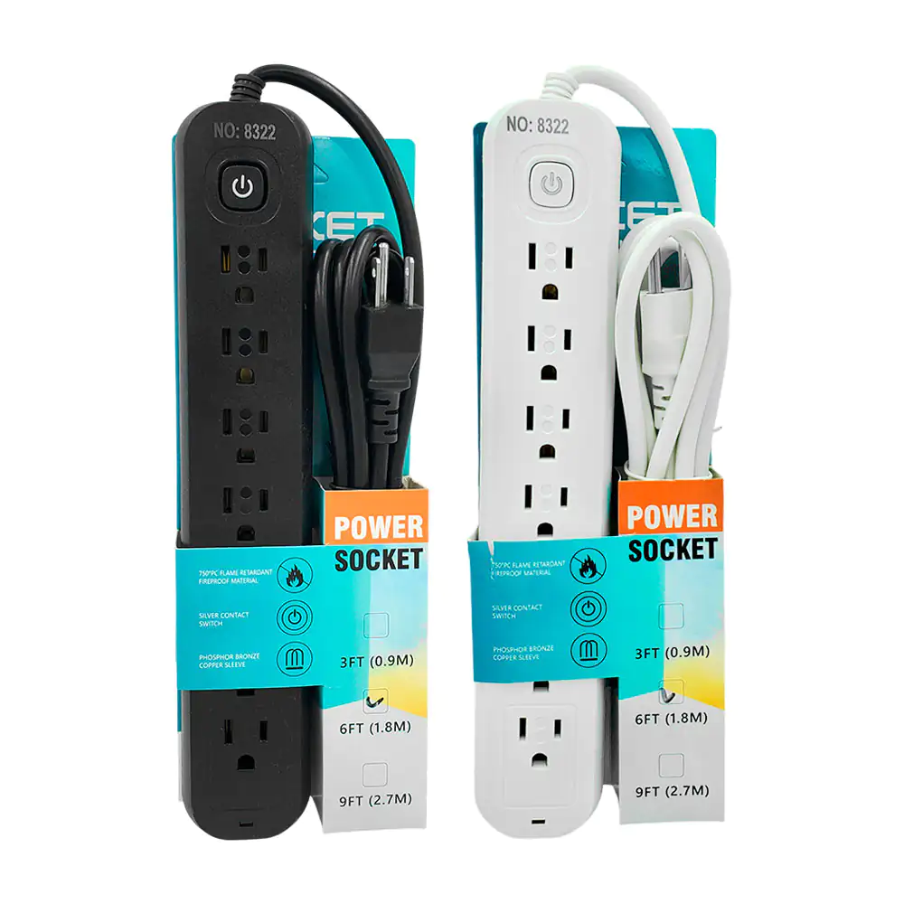 Barra multicontacto con 7 tomacorrientes, cable de 1.8m, variedad de …