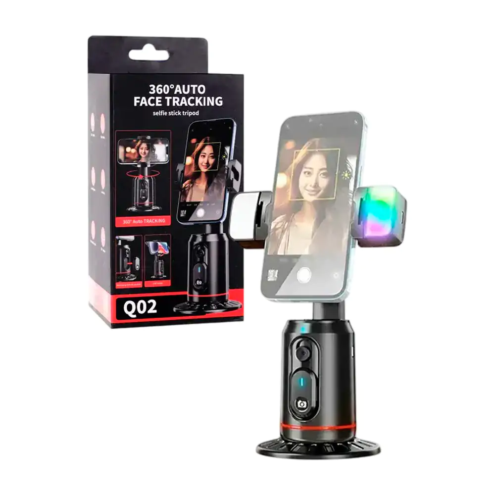Soporte para celular recargable con seguimiento facial, luz led, base…