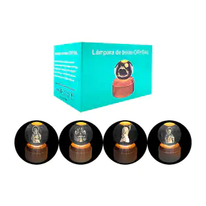 Lámpara usb en forma de esfera de 8cm, grabado 3d de religión + base …