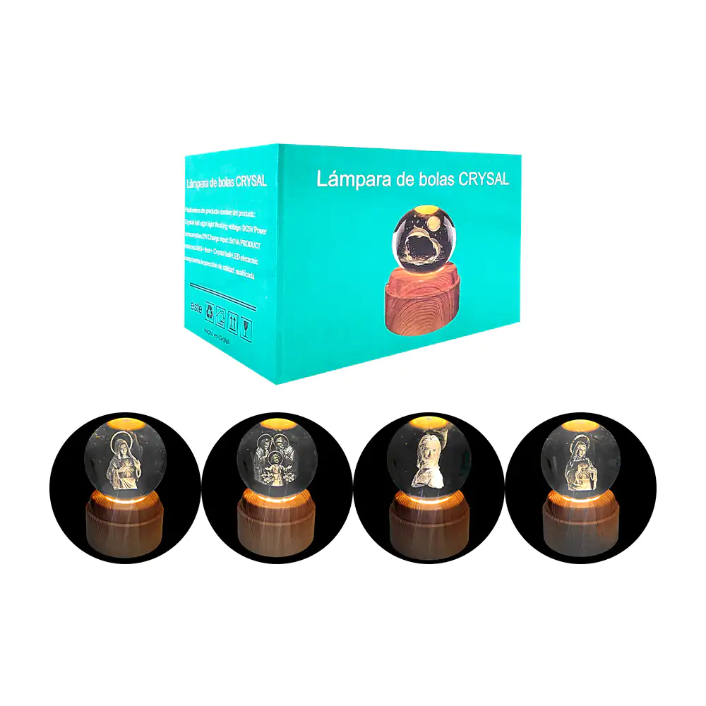 Lámpara usb en forma de esfera de 8cm, grabado 3d de religión + base …