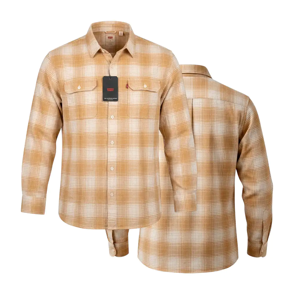 Camisa relaxed levis de franela, cuadres chicos amarillos, variedad d…