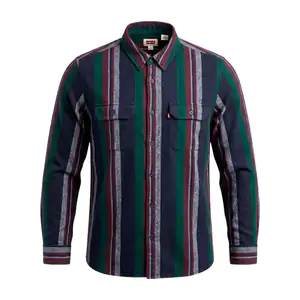 Camisa levis original de franela, diseño de líneas, 2 bolsillos, vari…