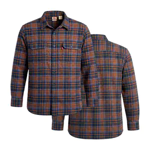 Camisa levis original de franela, cuadros chicos azul y naranja, vari…