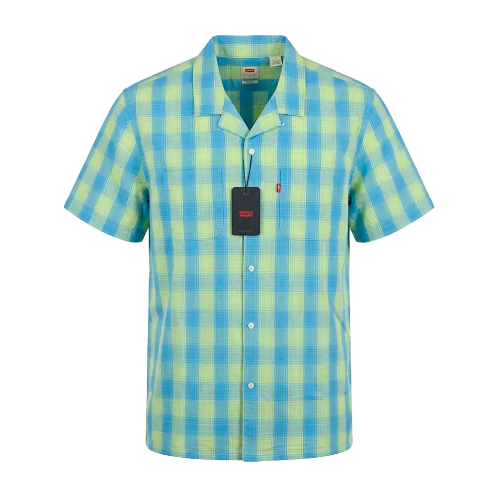 Camisa casual levis de manga corta con diseño de cuadros y bolsillos,…