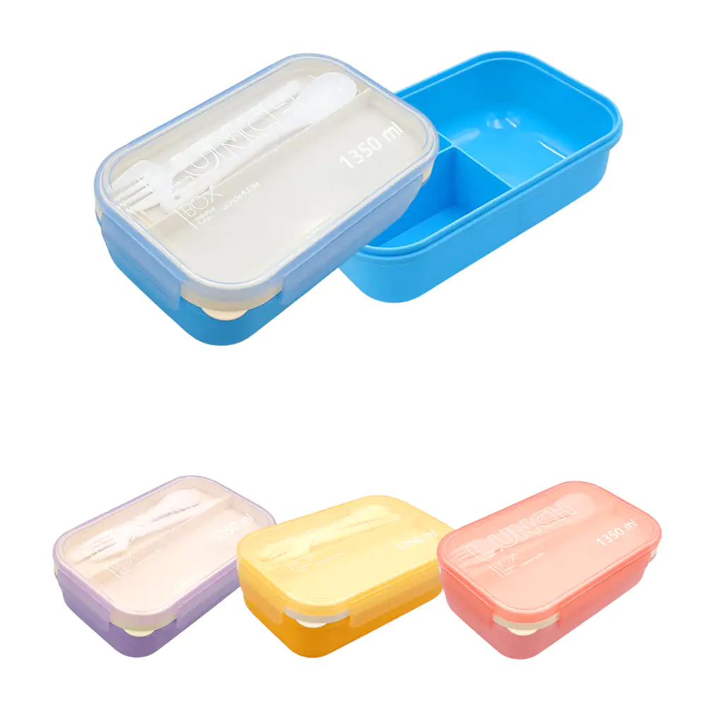 Tupper rectangular con 4 divisiones y 1 compartimento para cubiertos,…
