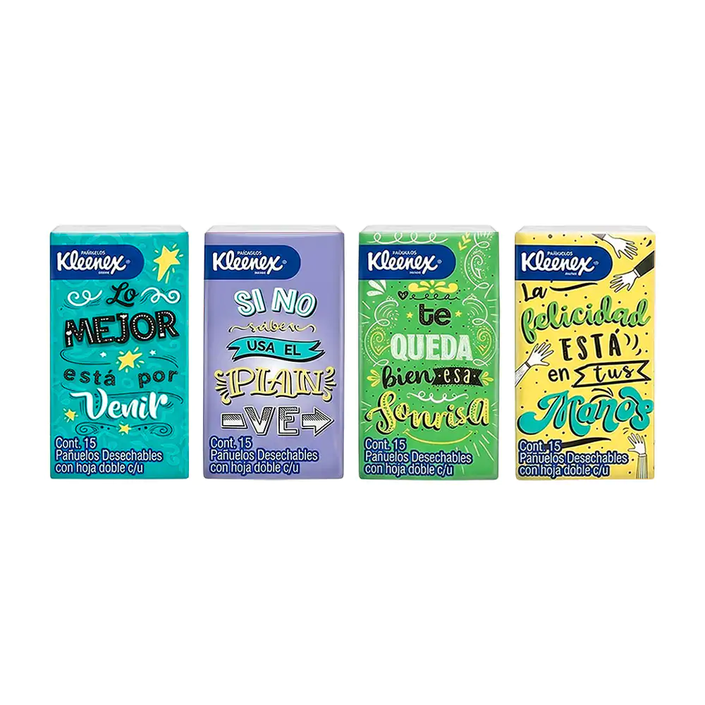 1pz pañuelos kleenex desechables, 15pz con hojas dobles, variedad de …