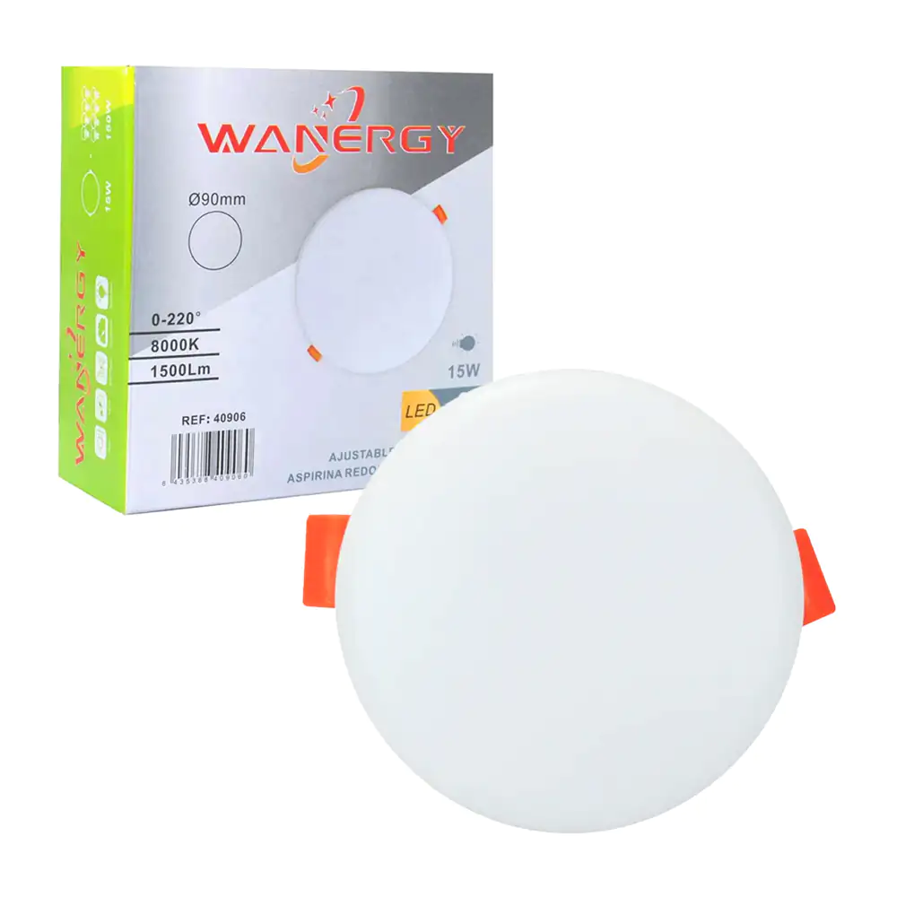 Lámpara led de techo wanergy tipo plafón plano redondo 15w / 8000k