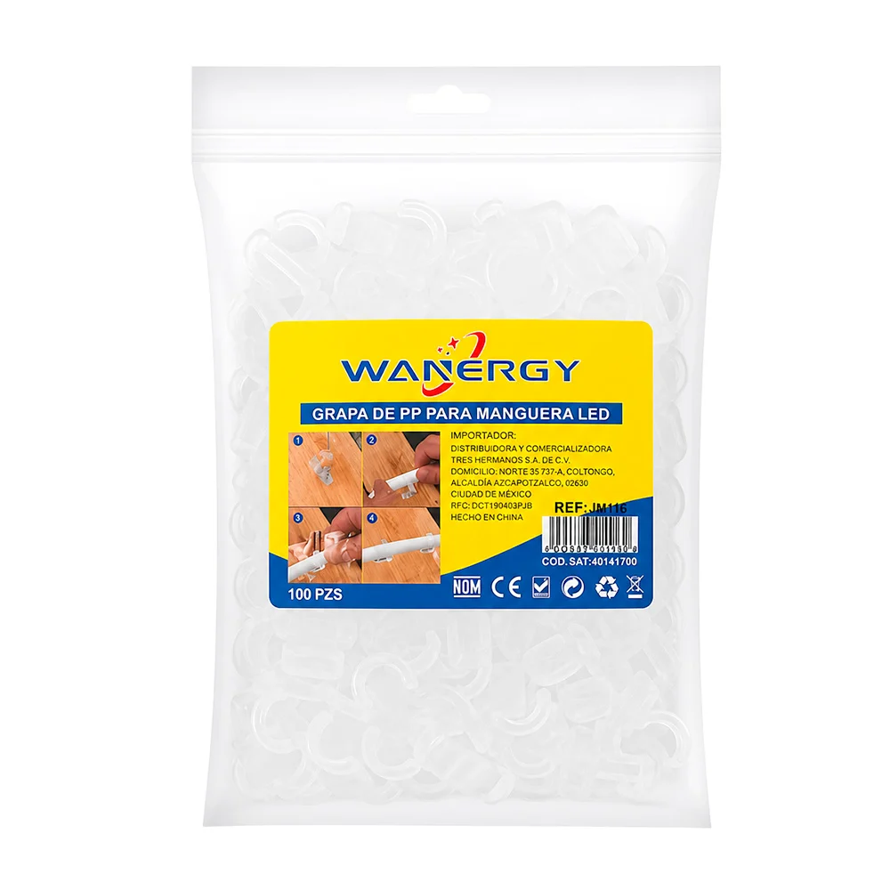 Bolsa con 100 grapas wanergy de pvc para manguera redonda neón / 4111…