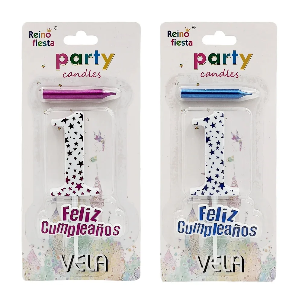 1pz portavela de feliz cumpleaños en forma de número + mini vela, sur…