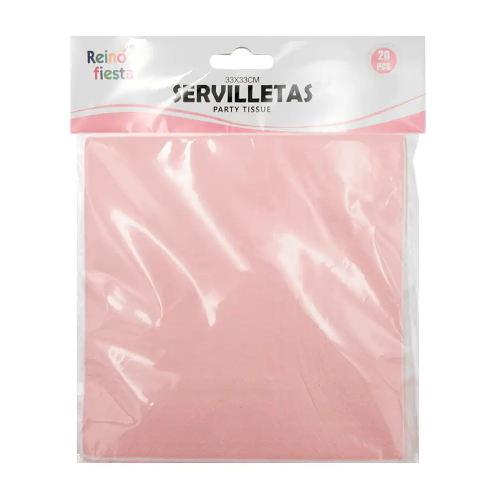 Paquete con 20 servilletas reino fiesta de 33x33cm en color rosa y di…