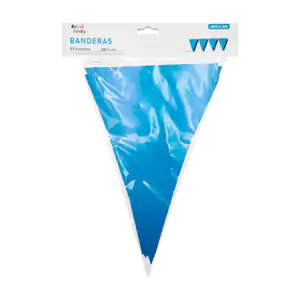 Banner banderín triangular reino fiesta con 10pz en color azul y dise…