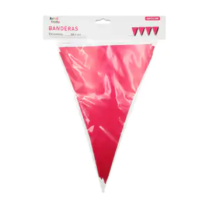 Banner banderín triangular reino fiesta con 10pz, color fiusha y dise…