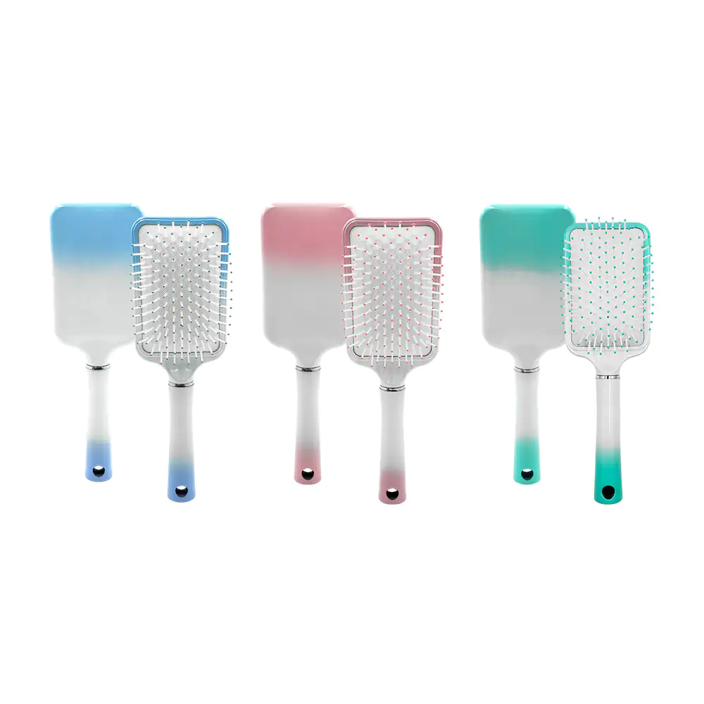 Cepillo cuadrado bicolor degradado para cabello con cerdas suaves, va…