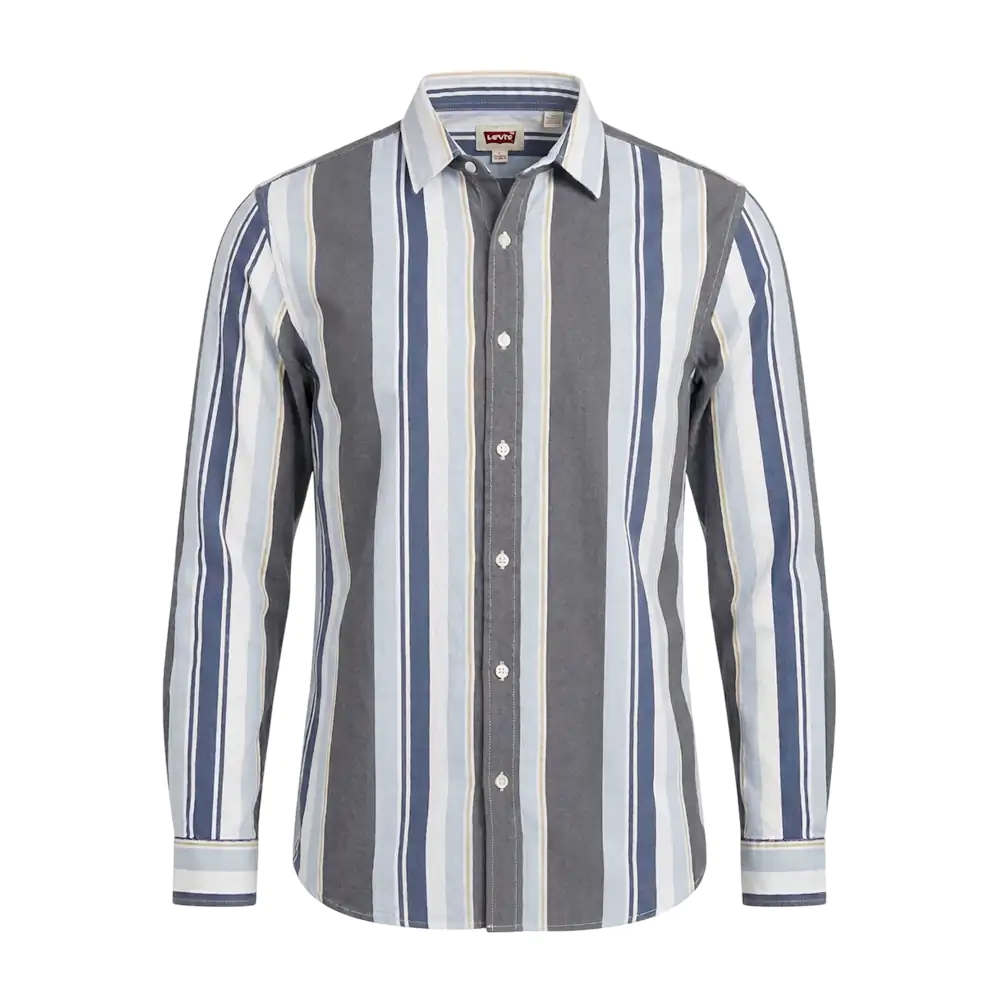 Camisa levis de vestir de manga larga con diseño de rayas verticales,…