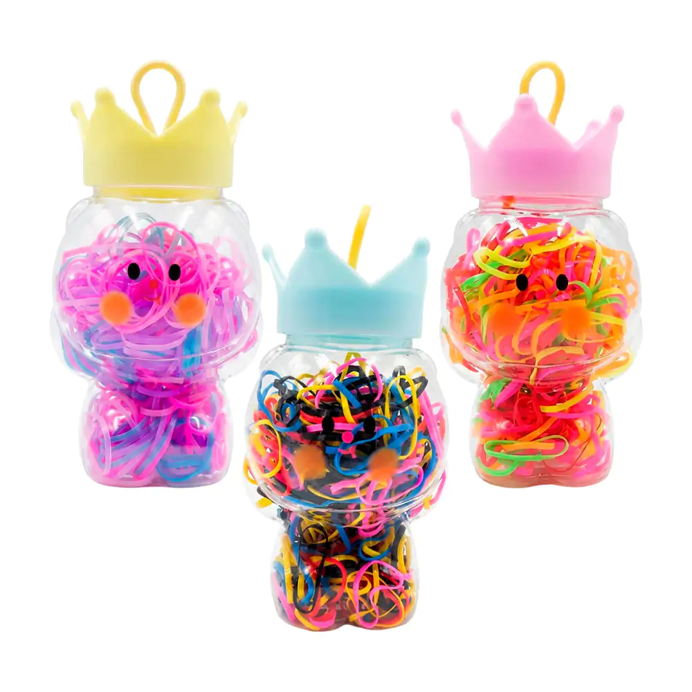 Mini envase transparente en forma de reina rellena de ligas de latex,…