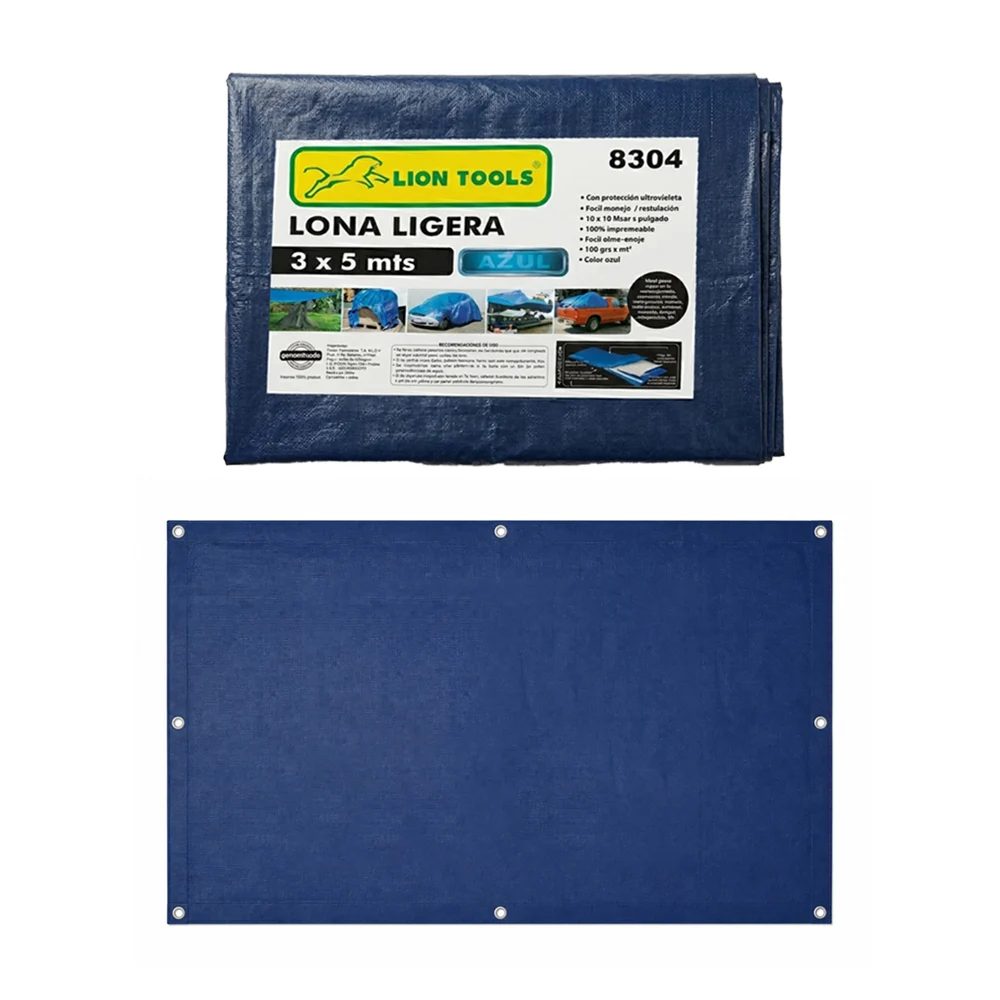 Lona ligera impermeable lion tools color azul de 3x5m con protección …