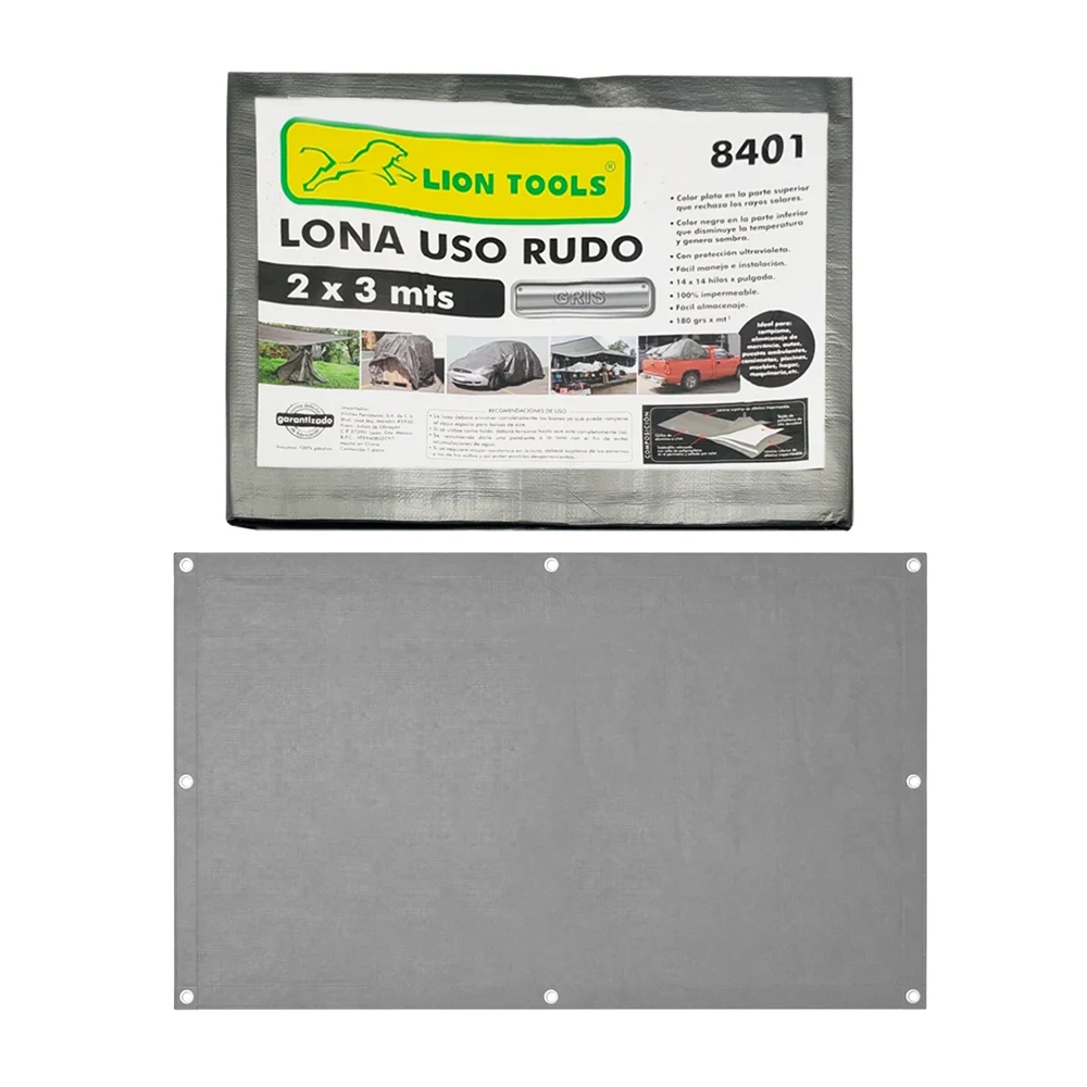 Lona impermeable lion tools de uso rudo color gris con protección ult…