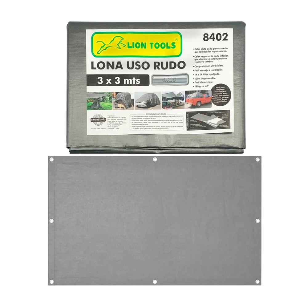 Lona impermeable lion tools de uso rudo color gris con protección ult…