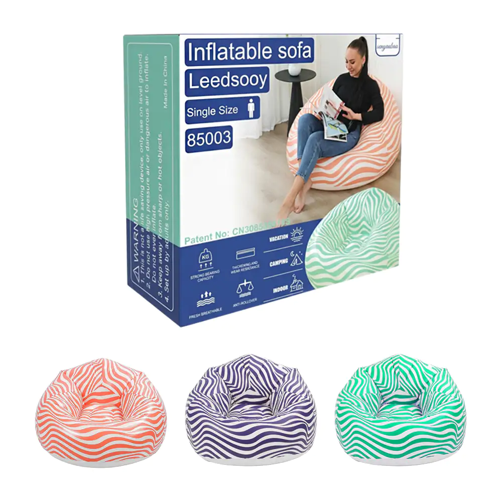 Sillón / sofá inflable redondo tipo puff de 110x100x85cm con diseño d…