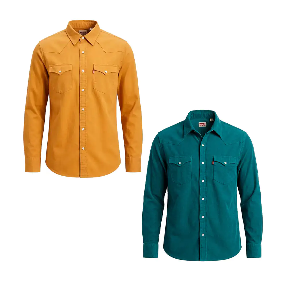 Camisa estándar levis de manga larga lisa con bolsillos, variedad de …