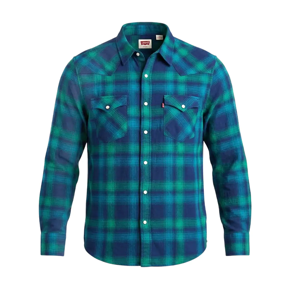 Camisa levis estándar de vestir con diseño de cuadros + bolsillos, va…