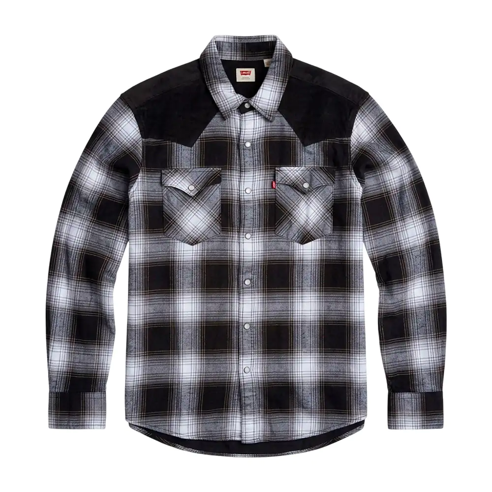 Camisa standard de franela con botones elegantes, cuadros grandes, va…
