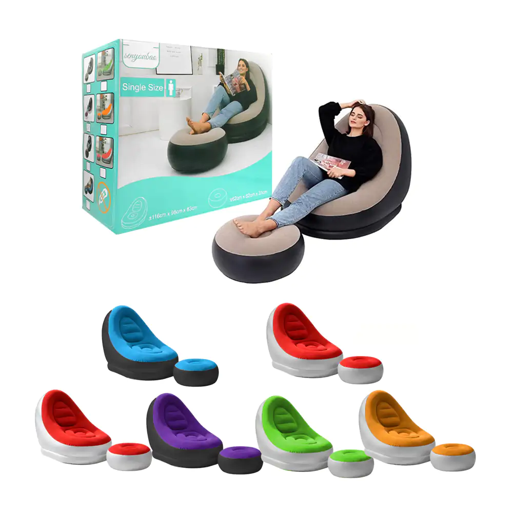 Sillón inflable con reposapiés sin diseño, variedad de colores / infl…