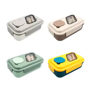 Tupper rectangular con 3 divisiones, 1 mini recipiente y cuchara pleg…
